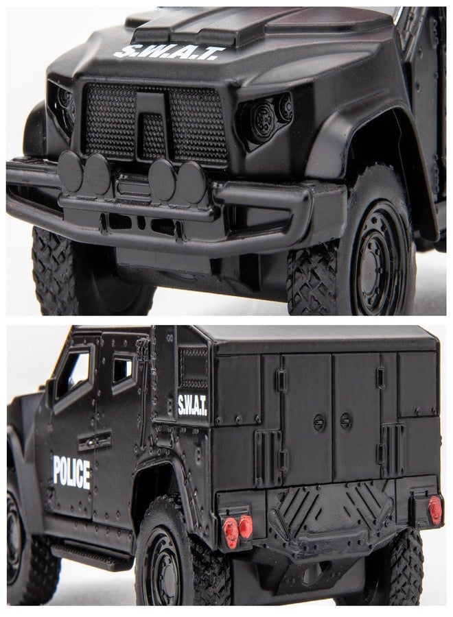 BDTCTK 1/36 Scale JLTV Armored Car Police Car Model, Zinc Alloy Die-Cast Pull Back Vehicles Kid Toys for Boy Girl Gift (Black) - Image 4